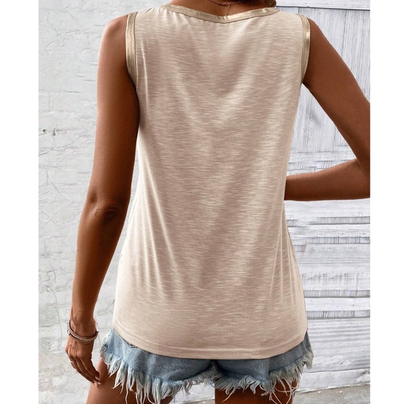 Solid Heart print Scoop Neck Tank Top - Picture 4 of 5
